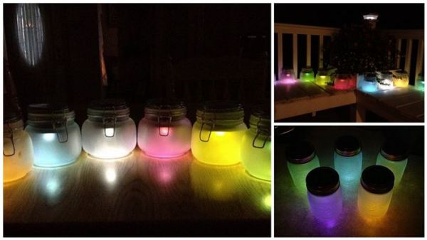 DIY Colorful Lights Using Solar Lights And Jars