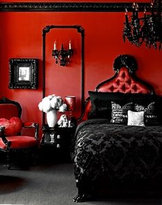 Lovely Red And Black Bedrooms