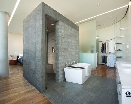 Modern Bedroom Design With Open Bathroom Concept