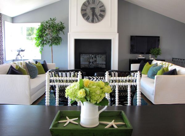 Chic Green And Gray Living Rooms