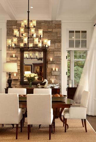 Classy Dining Rooms with Stone Walls