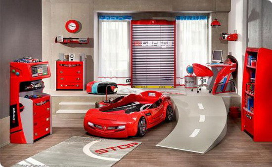 Cute-Red-Car-Racing-Beds-Design-for-Modern-Kids-Bedroom