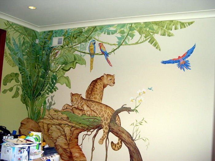 Kids-Room-Decor-with-Tropical-Forest-Mural