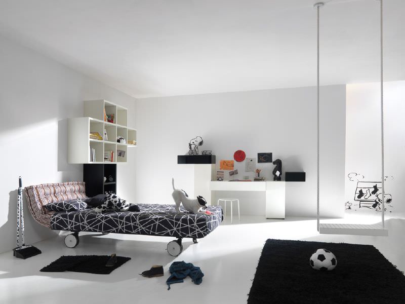 Modern-Kid-Bedroom-Design-With-Black-And-White
