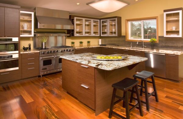 Smart-Asian-kitchen-with-horizontal-grain-wenge-cabinets-and-a-couple-of-skylights