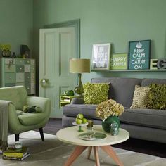 Superb Green And Gray Living Rooms