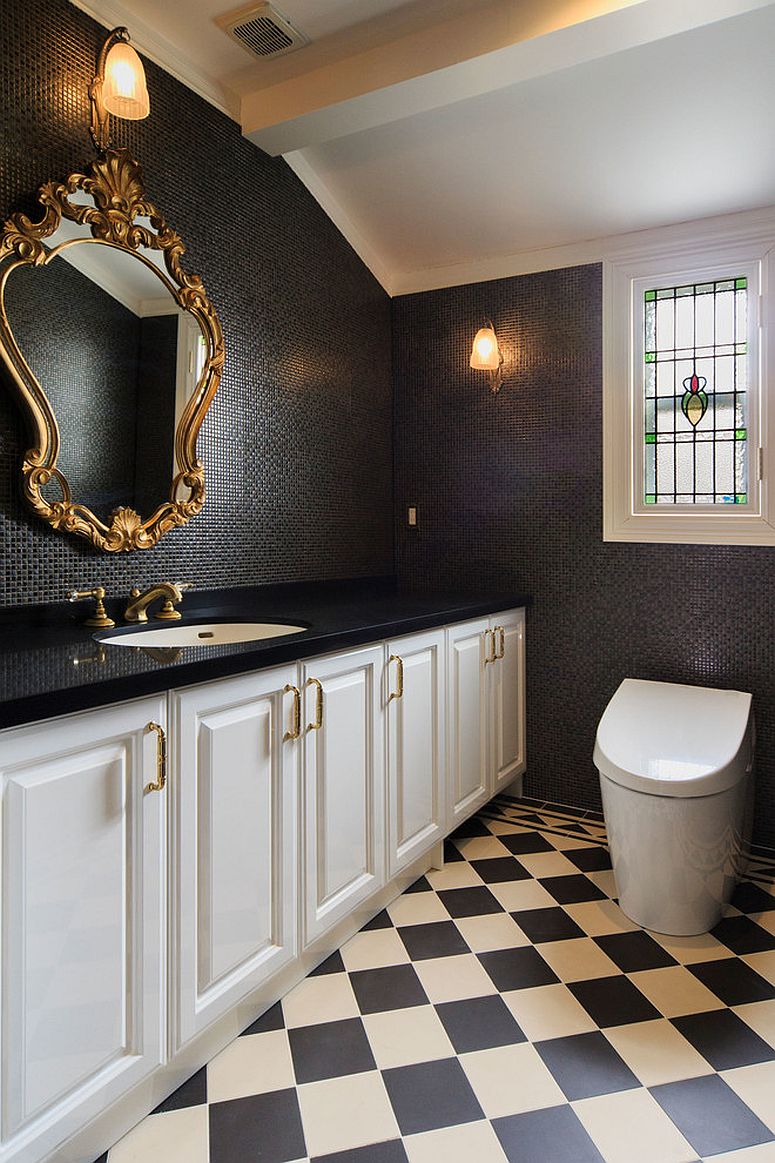 Black-and-gold-are-a-great-combination-for-a-Victorian-styled-half-bath