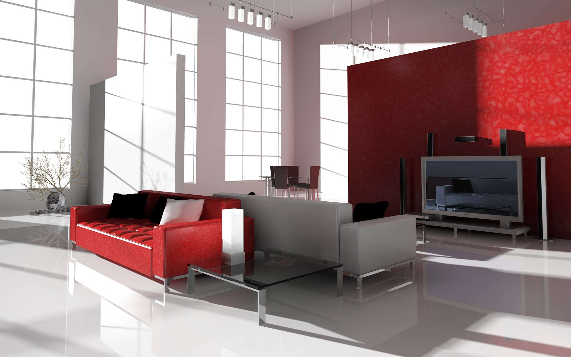 Classy Red and White Interior Design