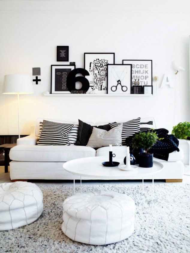 Classy black and white living room designs