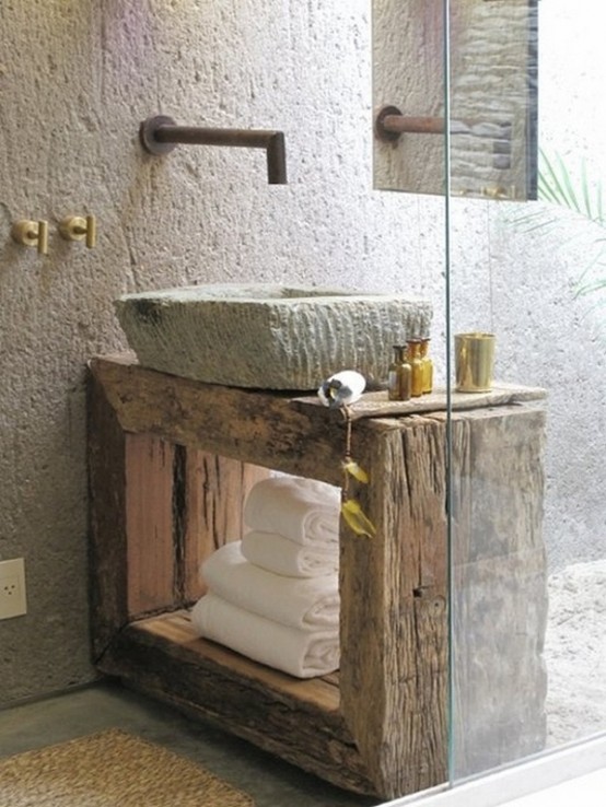 Cool And Comfy Rustic Bathroom Design