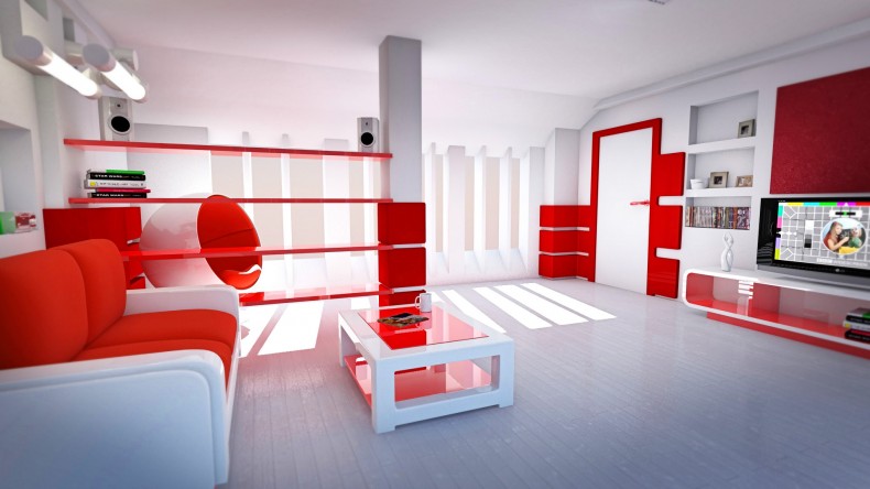 Great Red and White Interior Design