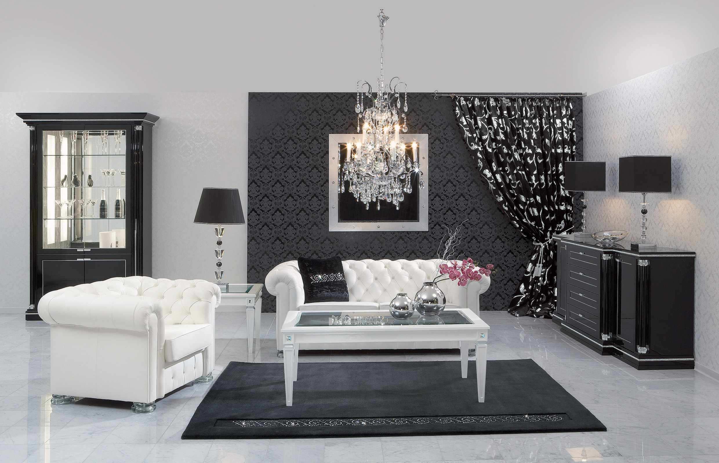 Lovely black and white living room designs