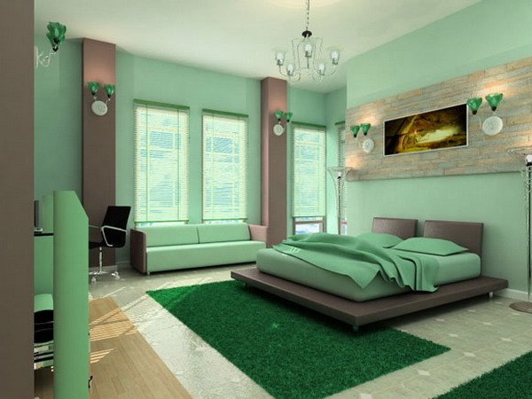 Modern-Elegant-Green-Bedroom-Interior-Decoration-Ideas