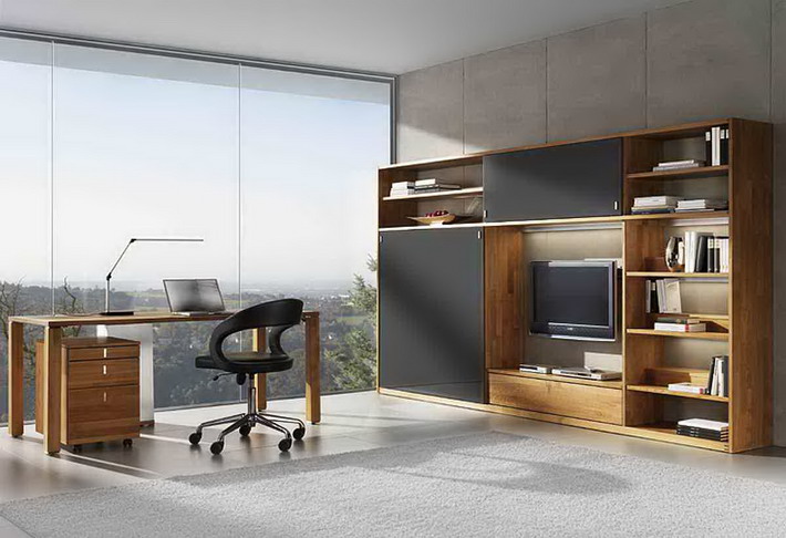 Modern-Home-Office-Designs-with-Wall-TV