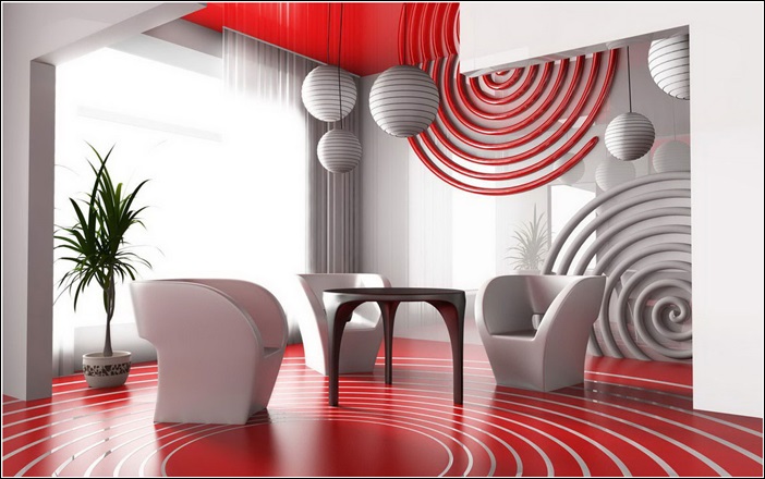 Nice Red and White Interior Design