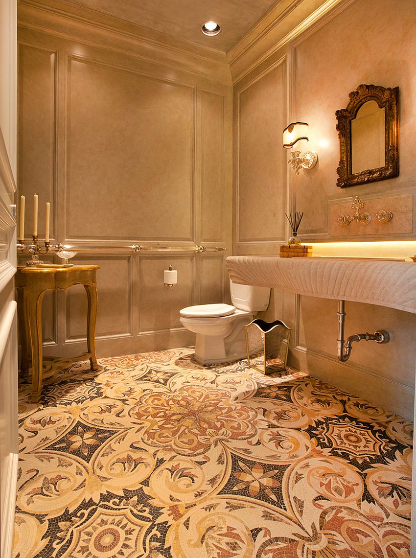 Warm-and-cozy-powder-room-with-a-hint-of-golden-glint
