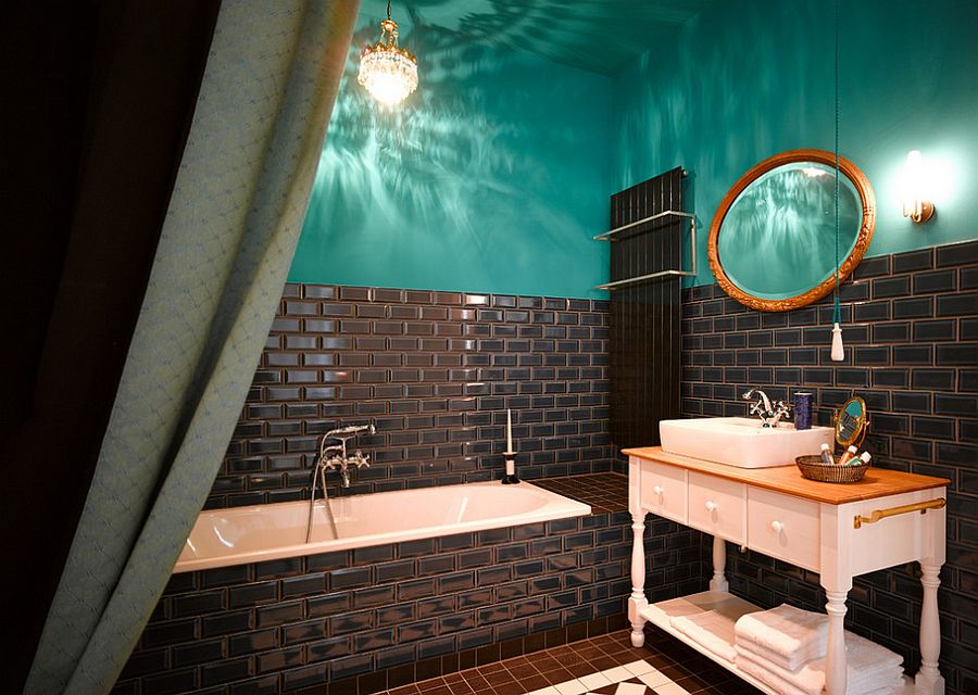 blue-black-tile-accent-wall-bathroom-ideas-elegant-white-vanity-storage