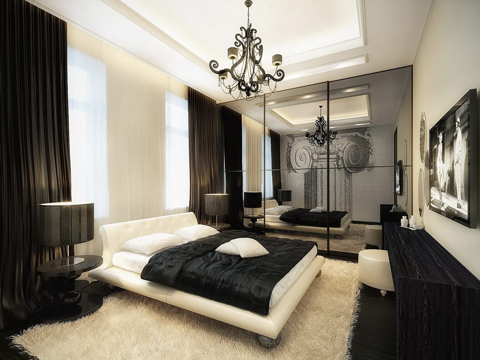 luxurious-black-and-white-bedroom
