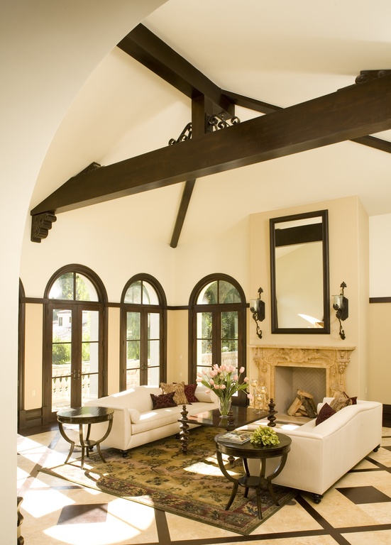 mediterranean-living-room-with-vaulted-ceiling