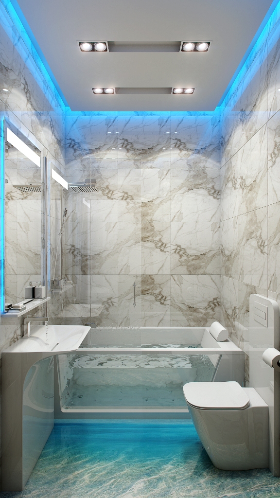 modern-marbled-small-bathroom-lighting-ideas-with-led-strip