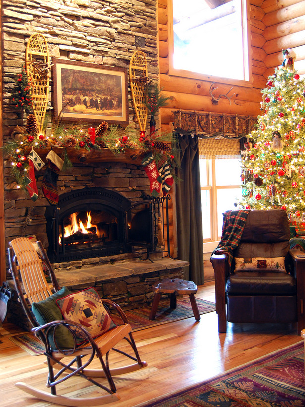 log-cabin-christmas-mantel