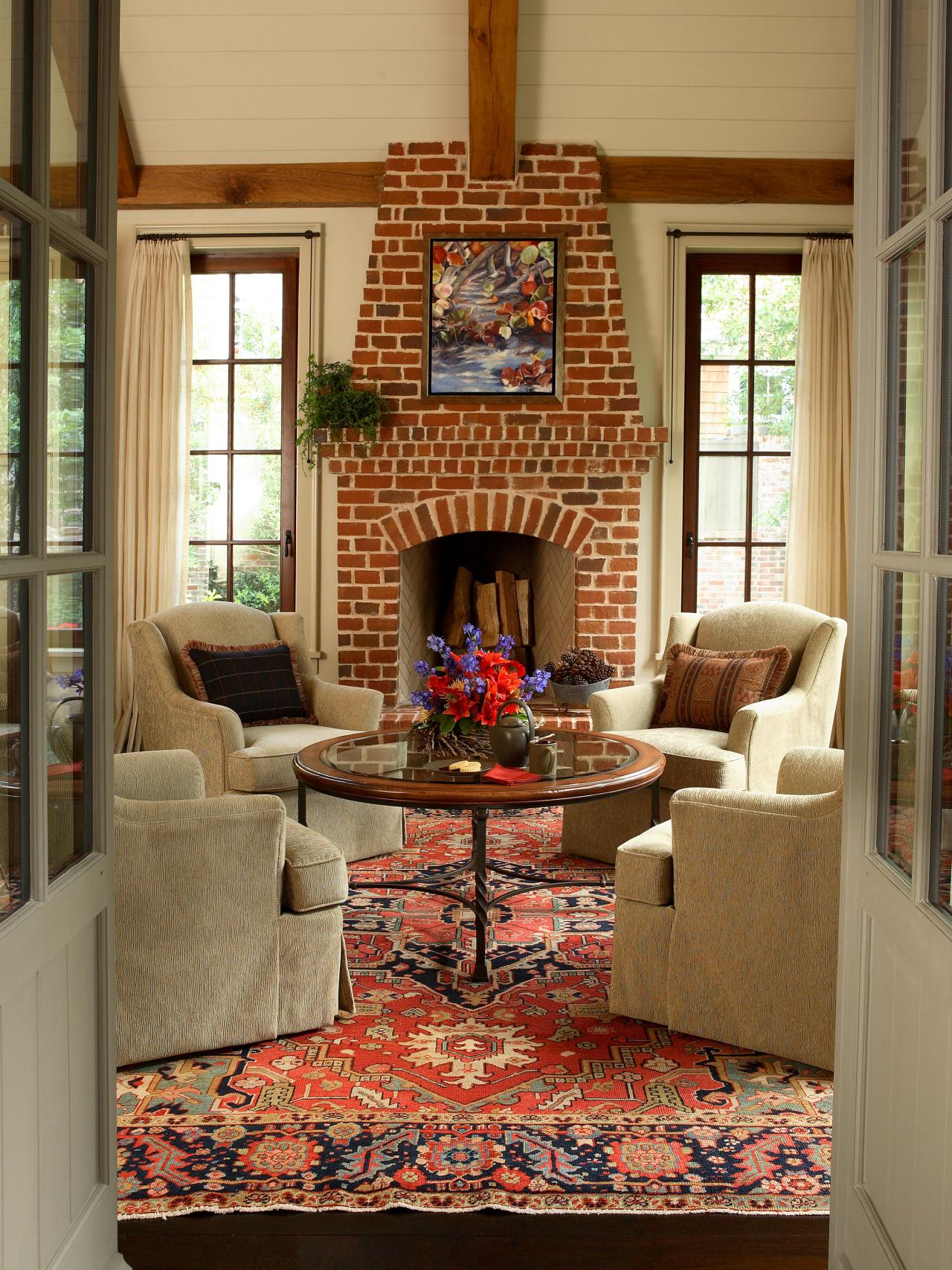 living-room-with-brick-fireplace
